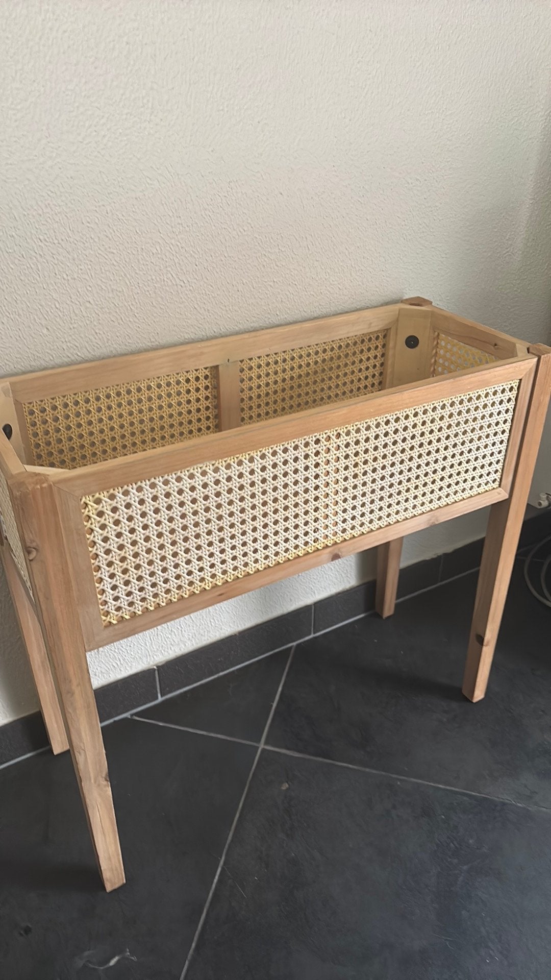 Rotan plantenbak standaard, Ophalen, Zo goed als nieuw, Rechthoekig