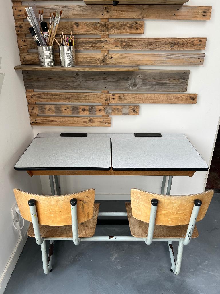 Oude schoolbank vintage, Ophalen