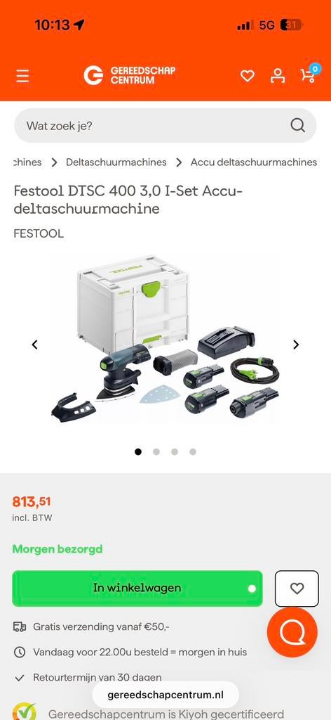 Festool dtsc 400 delta NIEUW, Ophalen of Verzenden, Nieuw, Minder dan 600 watt, Vlakschuurmachine