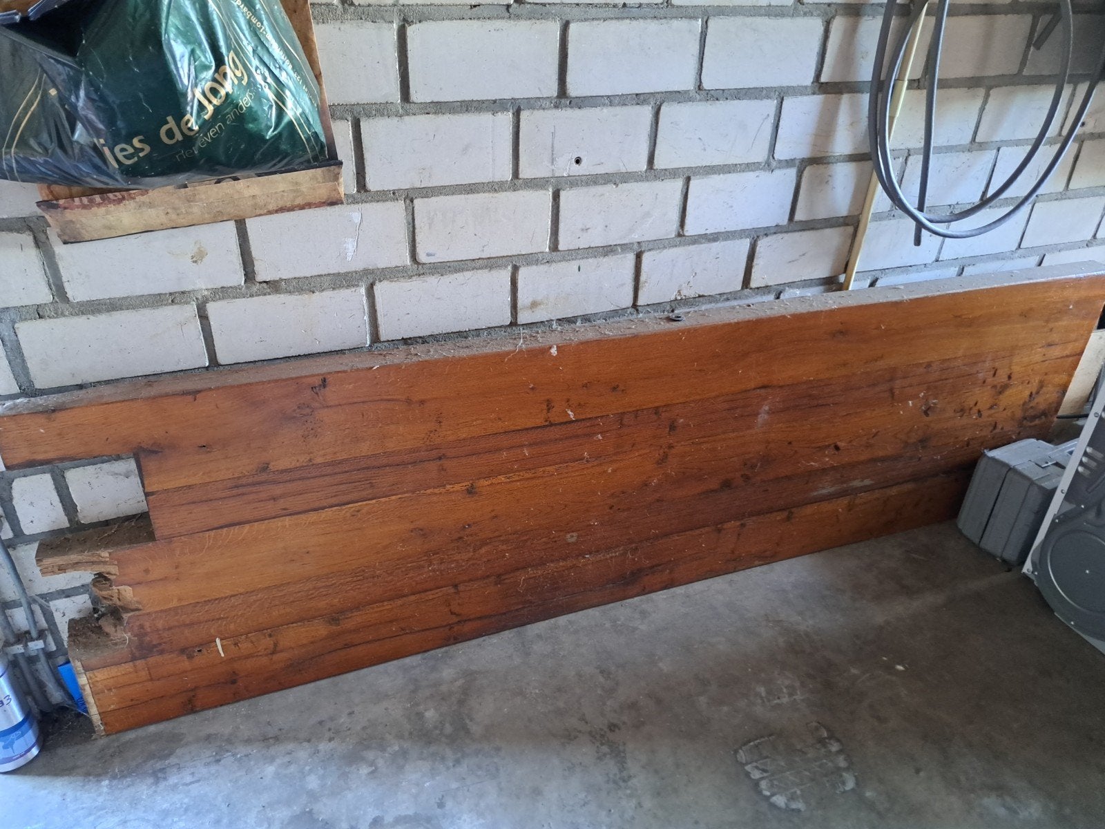 oud massief eiken barblad, Doe-het-zelf en Verbouw, Ophalen, 25 tot 50 mm, Eiken, Plank