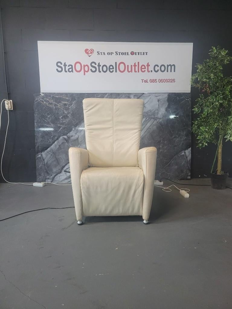 Staopstoel Hukla Wit Leder met Kantelfunctie, Gebruikt, Minder dan 75 cm, Leer, Ophalen of Verzenden