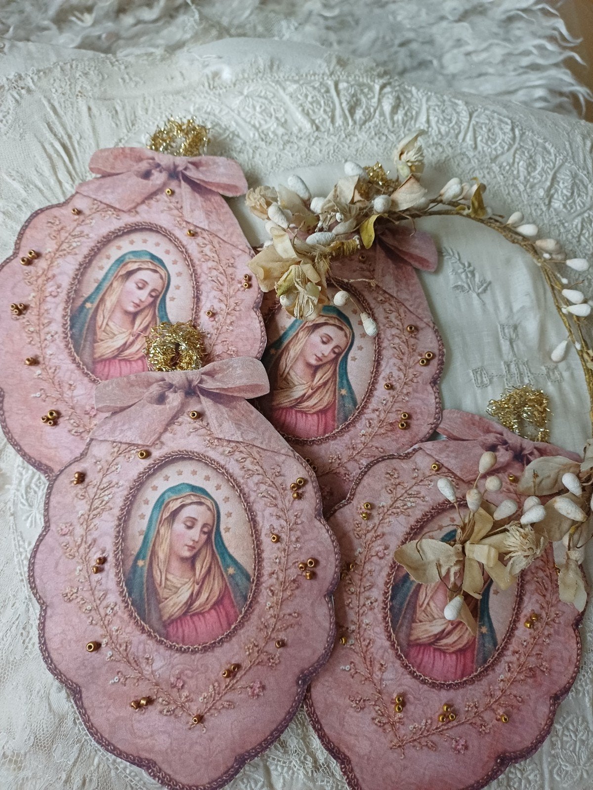 Prachtige brocante handgemaakte kerst decoratie, Antiek en Kunst, Verzenden