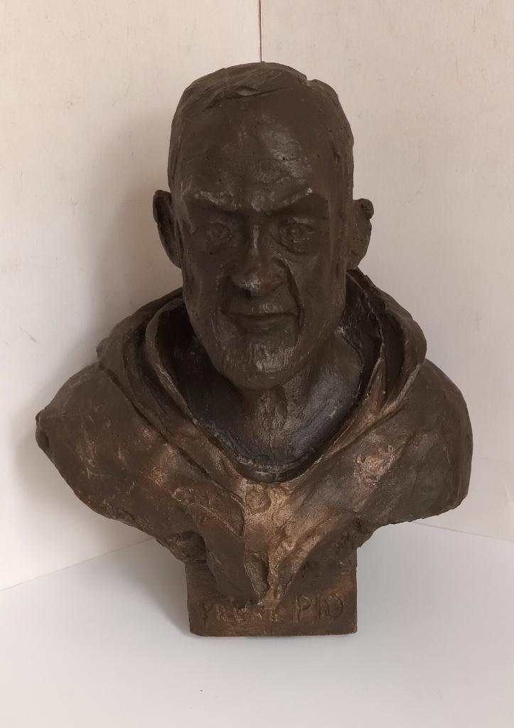 Borstbeeld borstbeeld buste Pater Pio met relikwie reliek, Antiek en Kunst, Antiek | Religie, Ophalen of Verzenden
