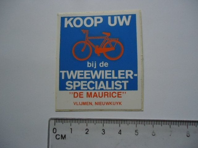 sticker oud DE MAURICE fiets vlijmen nieuwkuijk racefiets, Verzenden, Zo goed als nieuw, Bedrijf of Vereniging