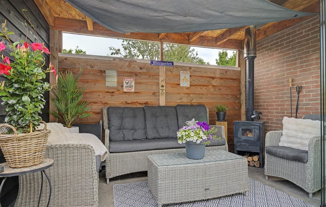 Complete grijze wicker loungeset met kussens, Ophalen, Zo goed als nieuw, Wicker