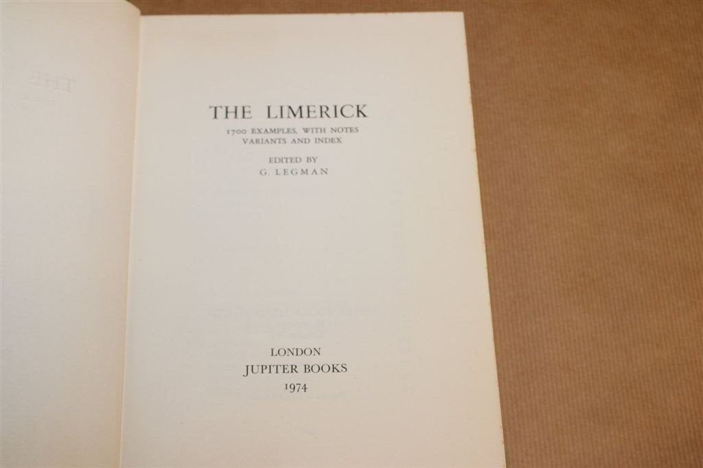The Limerick — 1700 Voorbeelden, Legman Dik Boek, Ophalen of Verzenden, Gelezen