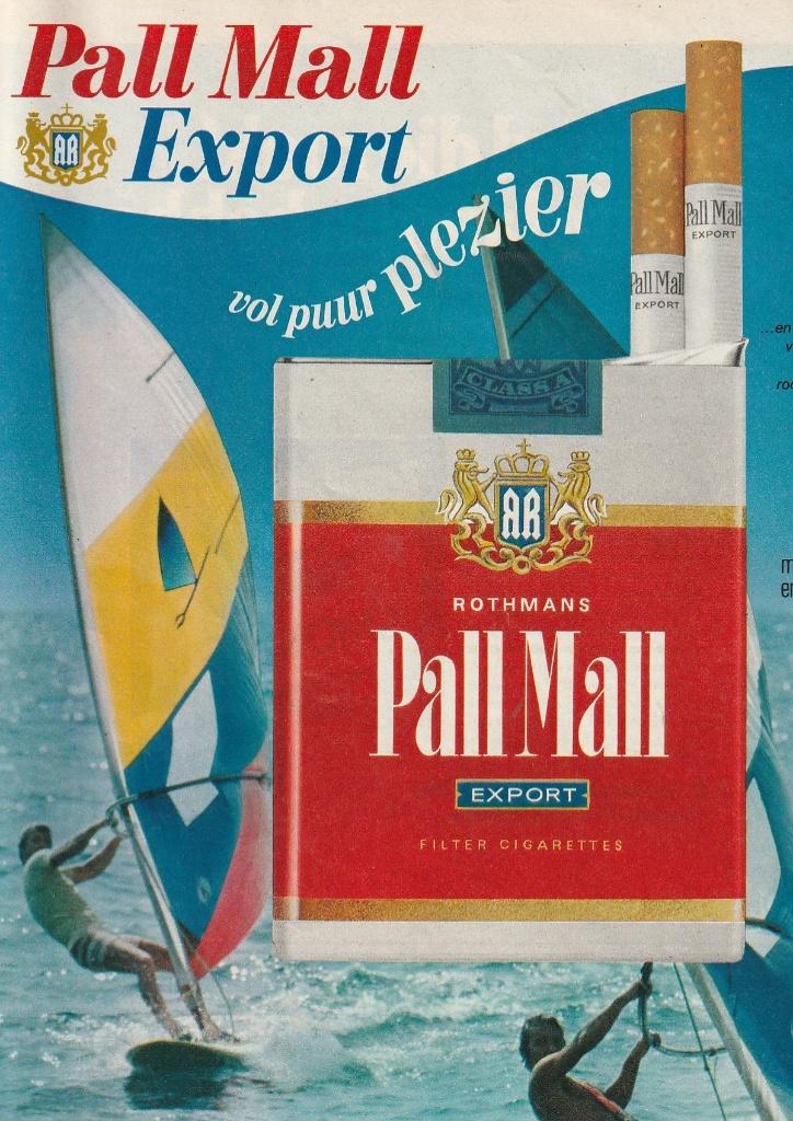 Retro reclame 1978 Pall Mall sigaretten de surfers, Verzenden, Overige typen