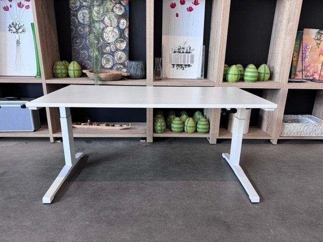 Steelcase bureau met slinger 160x80xH62-93 cm,125€/st,10st, Huis en Inrichting, 160 cm, Gebruikt, Metaal, Ophalen of Verzenden