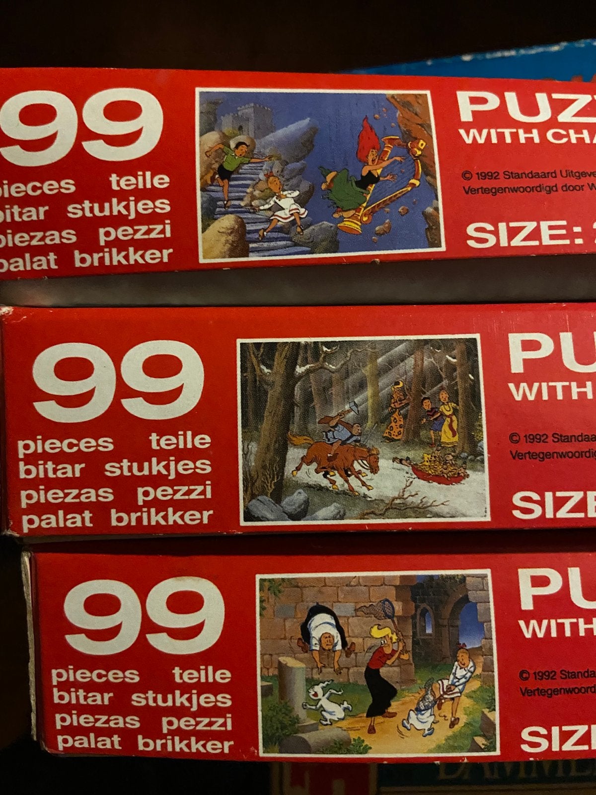 4 Suske en Wiske Puzzels - 2 Compleet, 2 met missende stukje, Ophalen of Verzenden, Meer dan 50 stukjes, Gebruikt, 6 jaar of ouder