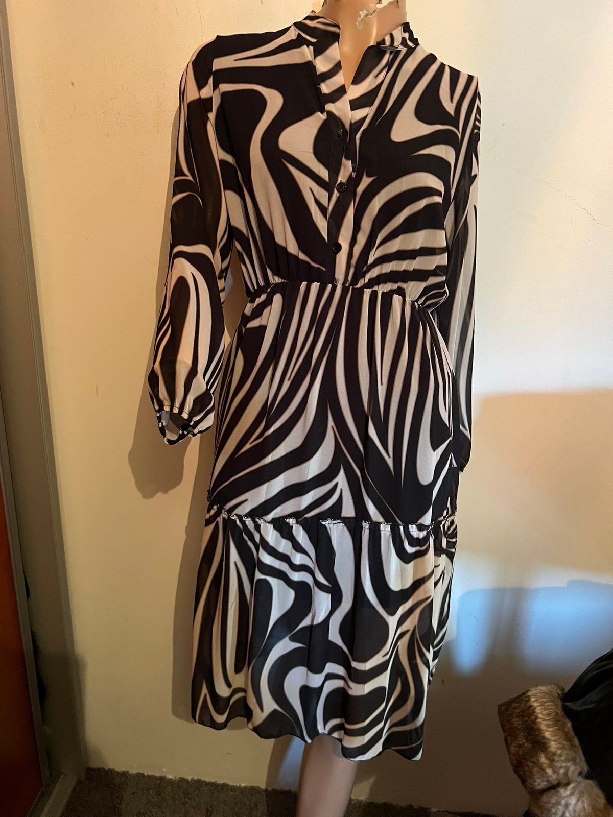 PESCARA jurk maat L ZGAN - Zwart/Wit Zebraprint, Zwart, Maat 42/44 (L), Pescara, Ophalen of Verzenden