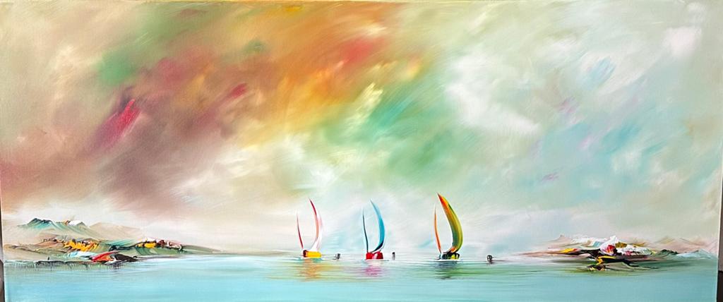 Gena G.- Sailing- Handgeschilderd- Uniek- XXL, Ophalen of Verzenden