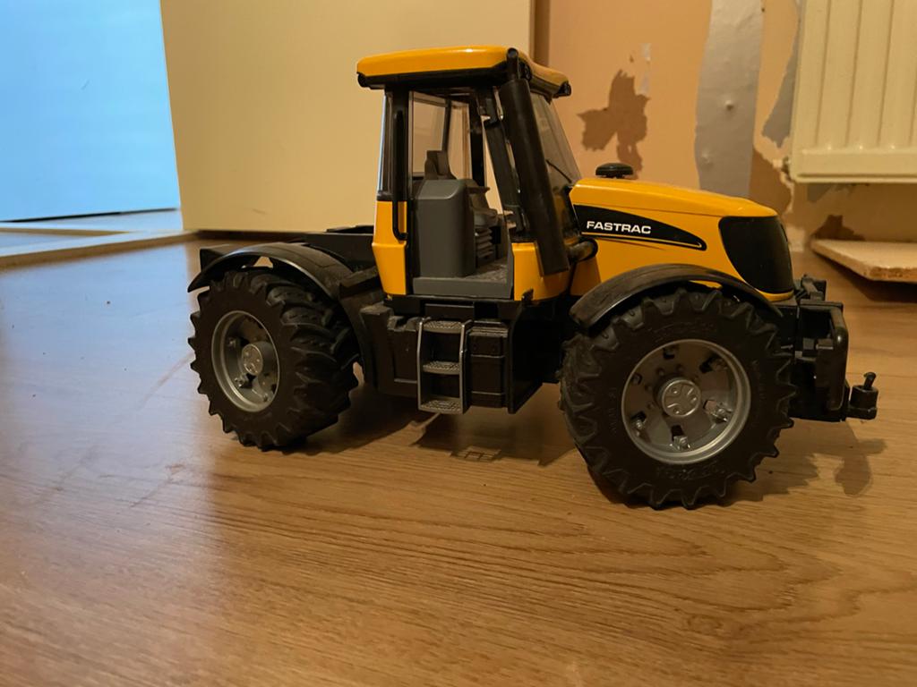 JCB Fastrac speelgoedtractor - Geel/Zwart, Ophalen of Verzenden, Gebruikt