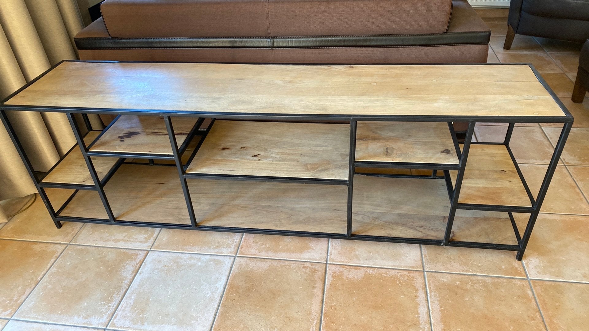 Tv meubel sidetable 170x38x55 cm metal black met hout, Ophalen, Nieuw