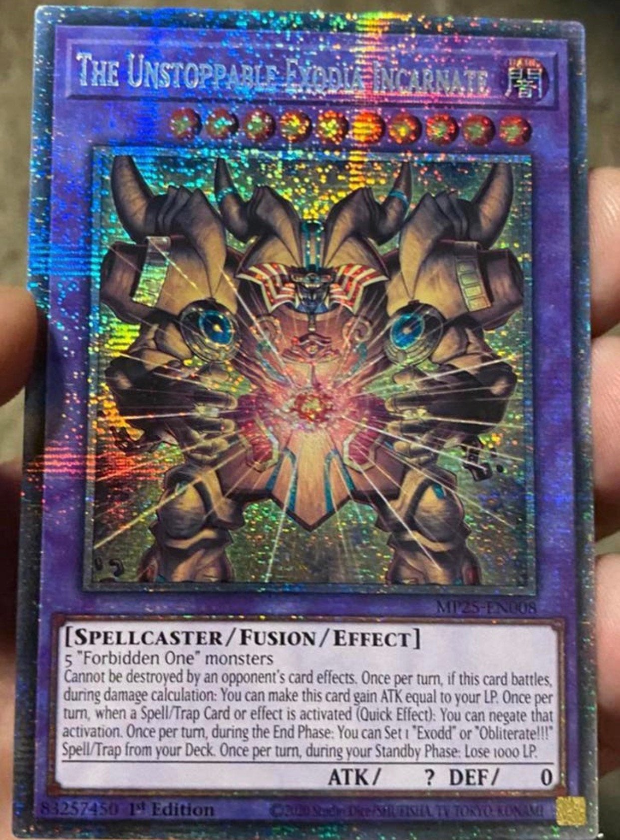 Yu-Gi-Oh! The Unstoppable Exodia Incarnate MP25 Starlight  !, Ophalen of Verzenden, Zo goed als nieuw, Losse kaart, Foil