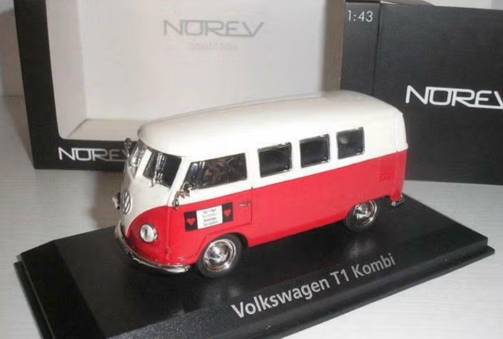 VOLKSWAGEN T1 KOMBI 1955 WIT & ROOD 1/43 NOREV ref: 840216, Verzenden, Nieuw, Auto, Norev