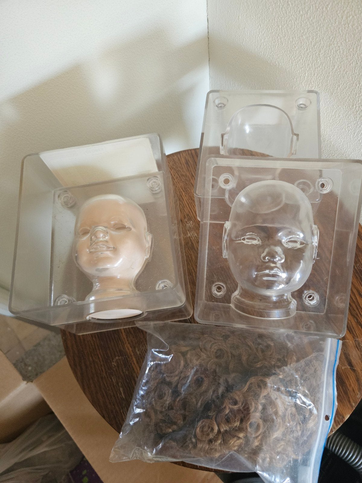 Poppenhoofden mallen en krullend haar voor reborn poppen, Ophalen of Verzenden, Gebruikt, Overige typen, Levensecht of Reborn
