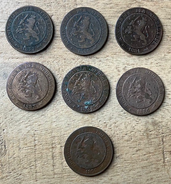 complete serie 2,5 cent / halve stuiver Willem III, Ophalen, Koning Willem III, Overige waardes, Setje