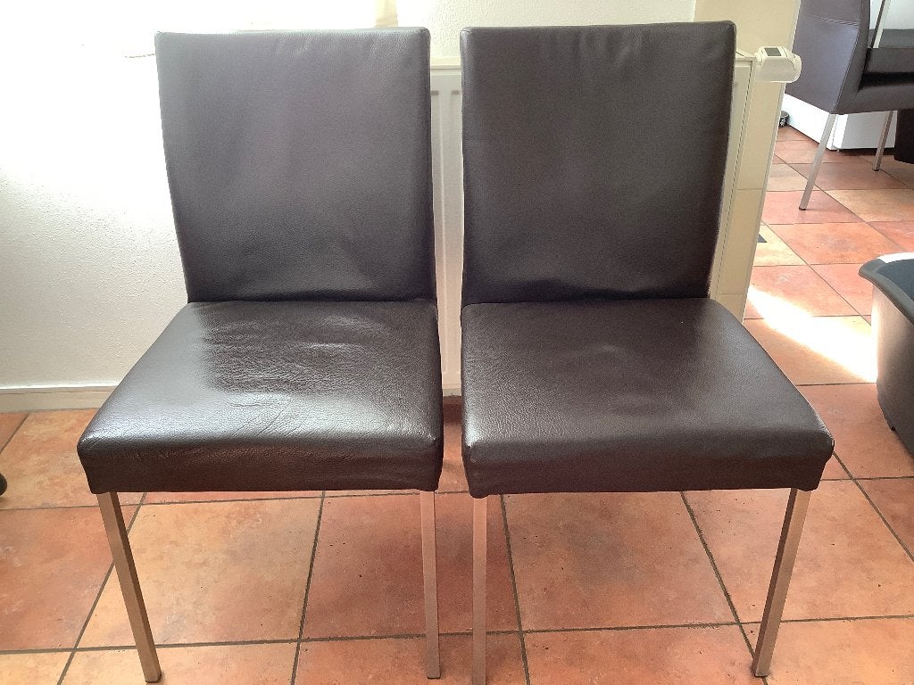 Bert Plantagie eetkamerstoelen, Huis en Inrichting, Stoelen, Ophalen, Gebruikt, Bruin, Leer