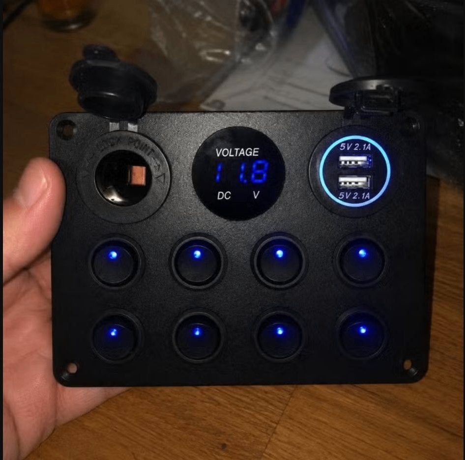 schakelpaneel auto boot 8 schakelaars voltmeter 12 volt usb, Ophalen of Verzenden, Nieuw, Overige typen