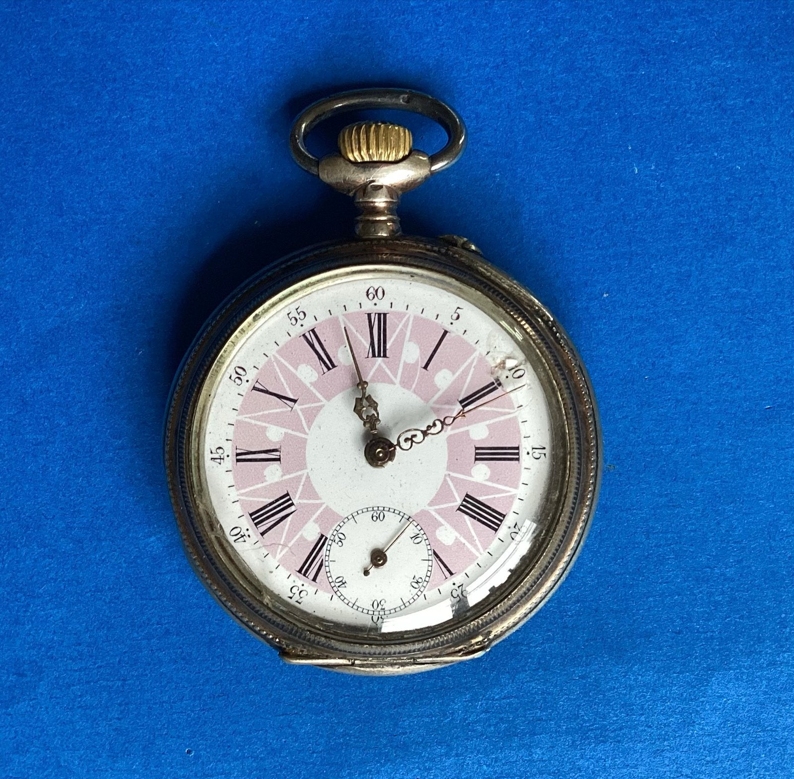 Antiek Galonne Zakhorloge - Zilver 800, Verguld, plm. 1900., Overige merken, Zakhorloge, Verguld, Ophalen of Verzenden