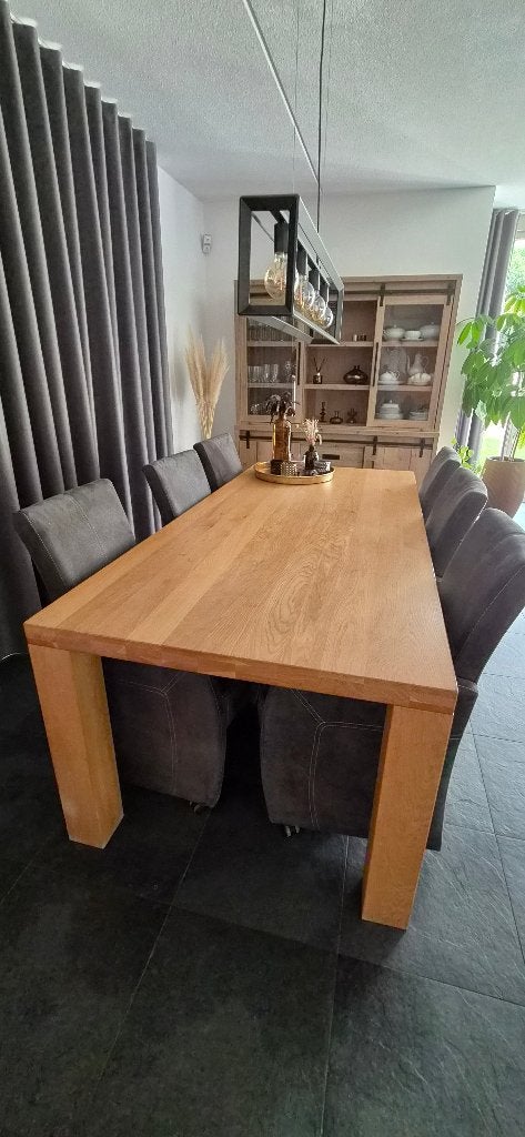 Mooie grote eiken houten eettafel, Huis en Inrichting, Tafels | Eettafels, Ophalen, Eikenhout, 200 cm of meer, Modern / landelijk