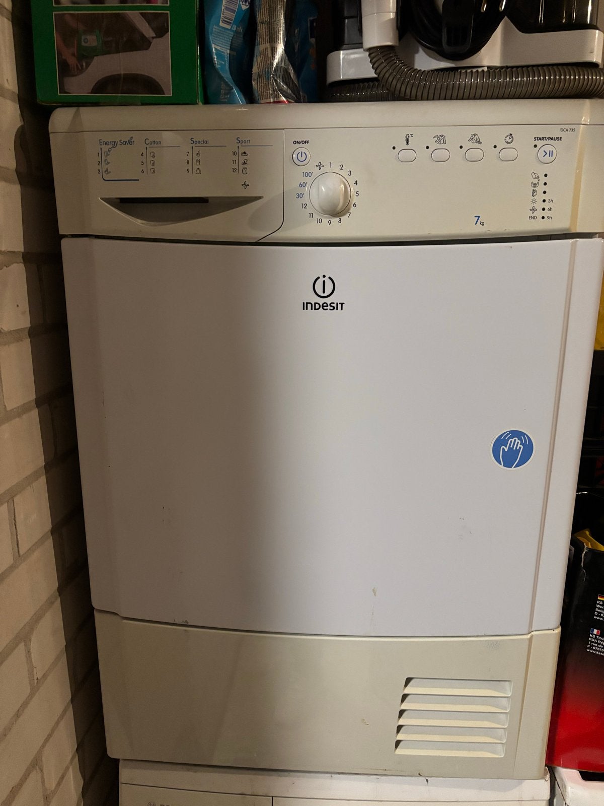 Indesit IDCA 735 Condensdroger - 7 kg zo goed als nieuw, Ophalen, 6 tot 8 kg, Zo goed als nieuw, Voorlader