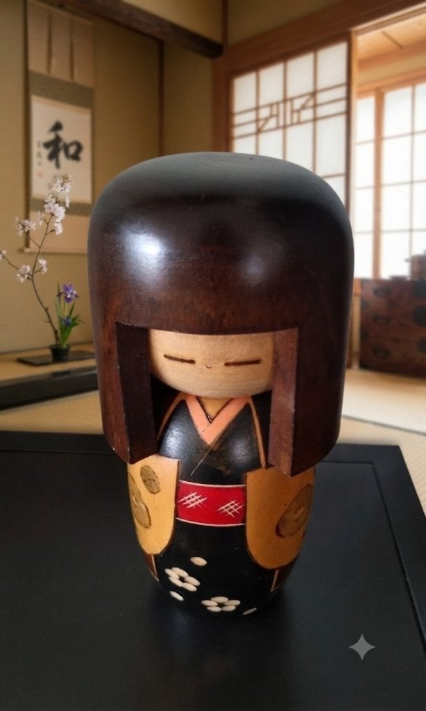 Zeldzame grote Kokeshi van Ozawa Shiun, Hout, Handgemaakt, Verzenden, 23 cm