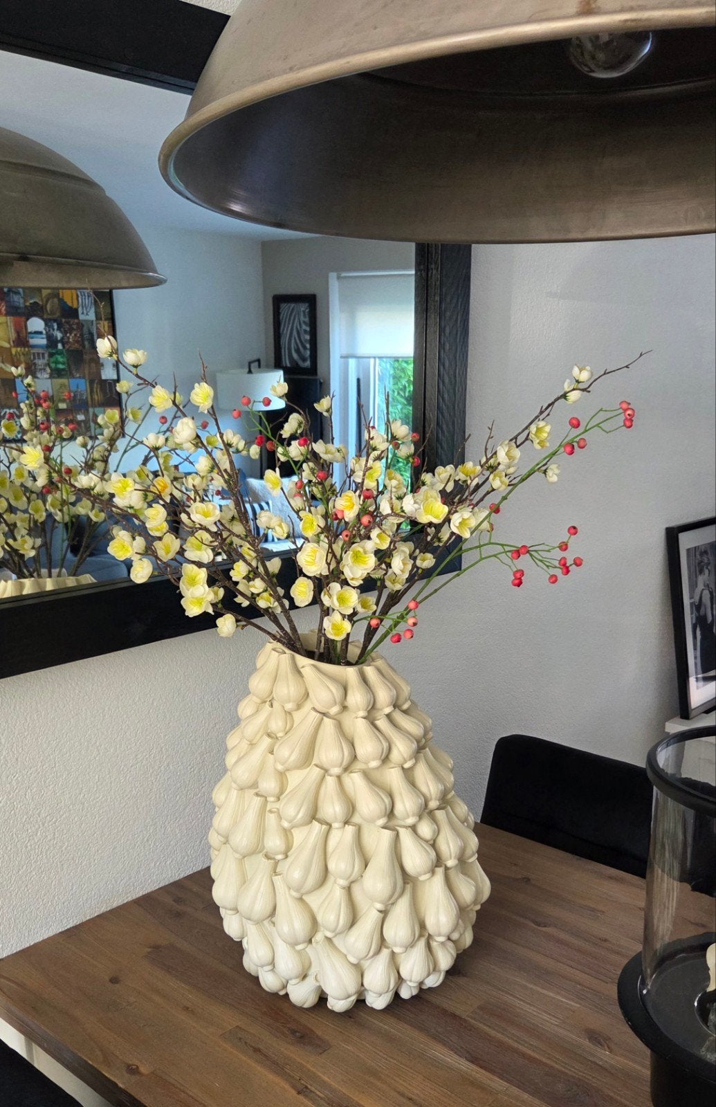 Vaas, 43 cm, Kunststof, Geschikt voor buiten, Beige