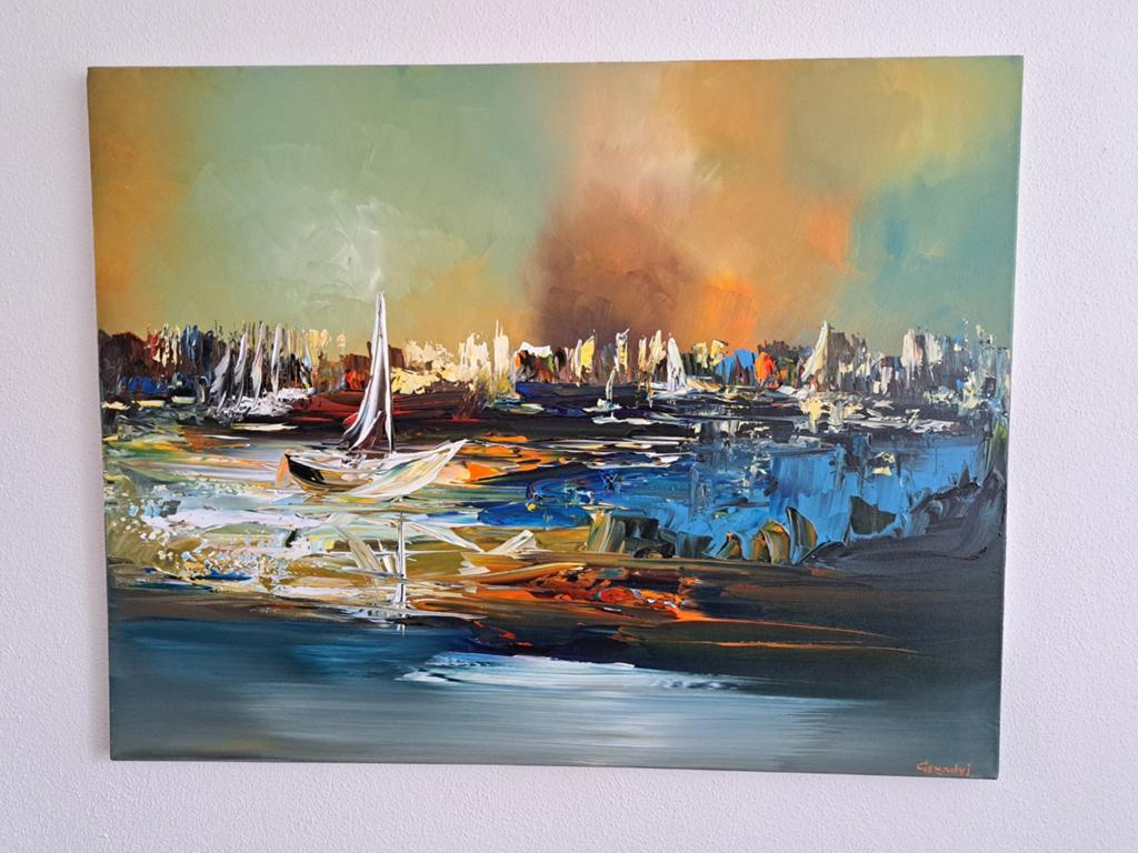 Schilderij Gena Genadyj  "Freedom Ships", Antiek en Kunst, Ophalen