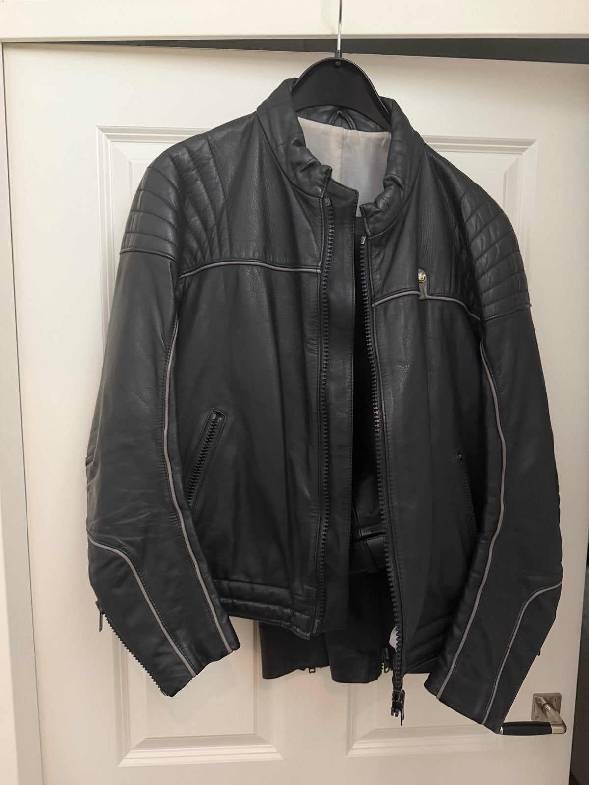 Leren motorpak (jas, broek, laarzen) - Zwart, Motoren, Kleding | Motorkleding, Ophalen, Tweedehands, Heren, Jas | leer