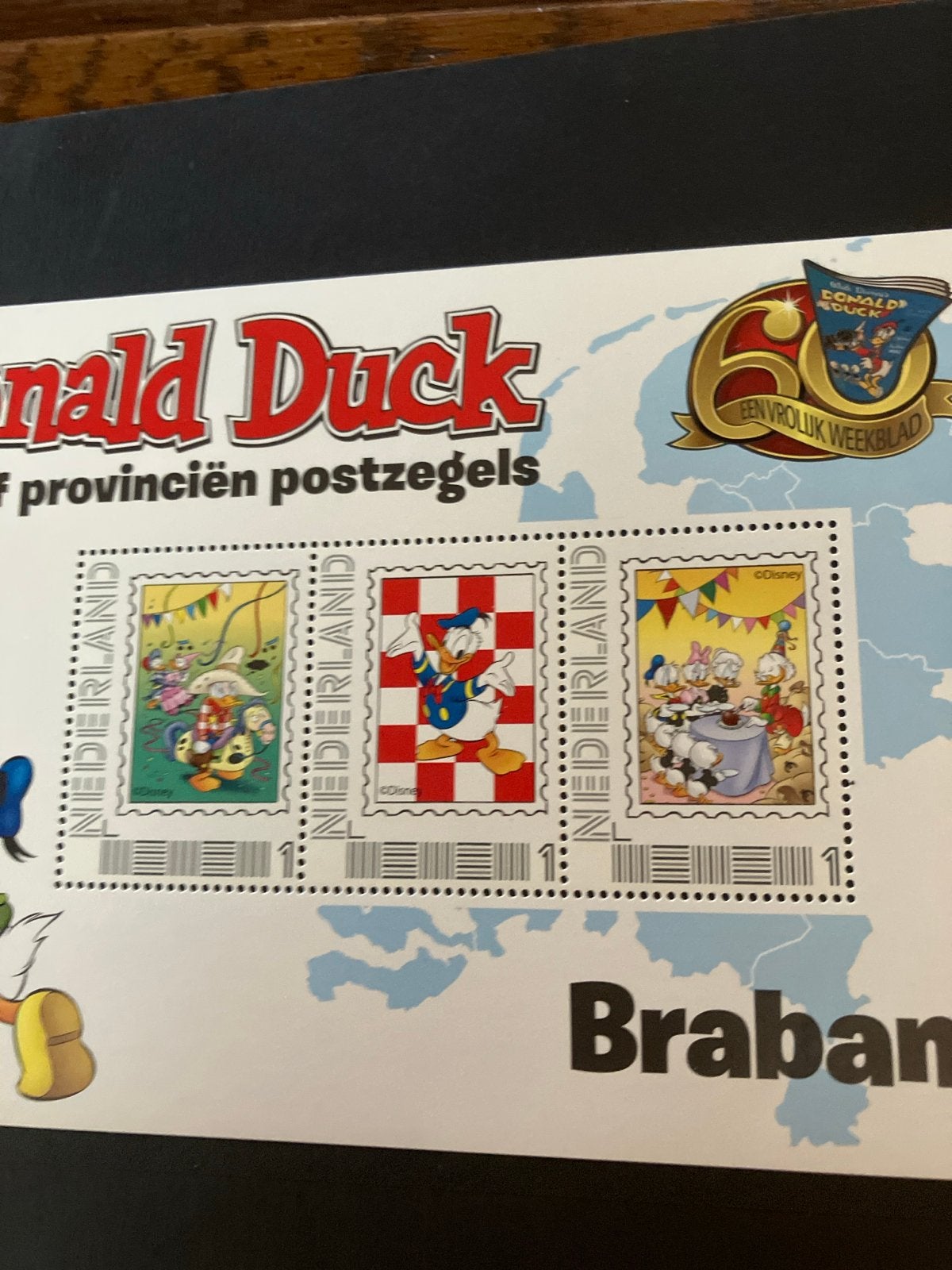 Donald Duck 60 jaar 12 provincie postzegels Brabant, Ophalen of Verzenden, Na 1940, Postfris