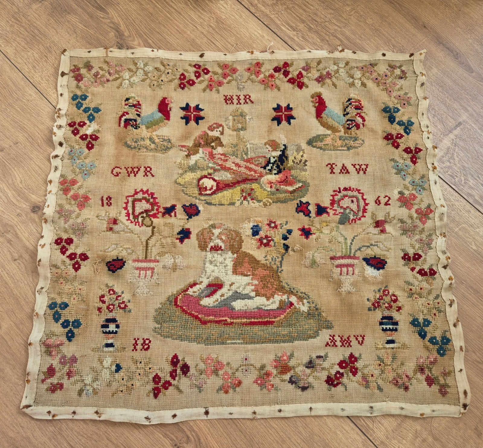 antieke merklap 1862, Ophalen of Verzenden