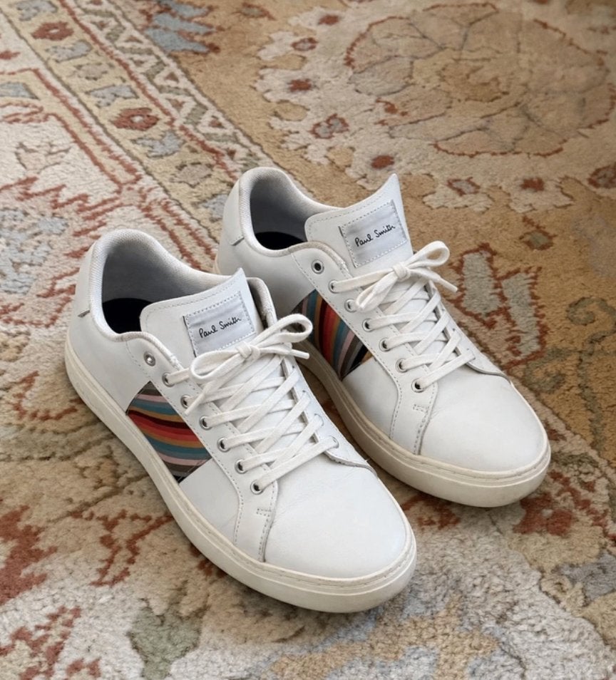 Paul Smith White Leather Swirl Sneakers, Paul Smith, Wit, Ophalen of Verzenden, Sneakers of Gympen
