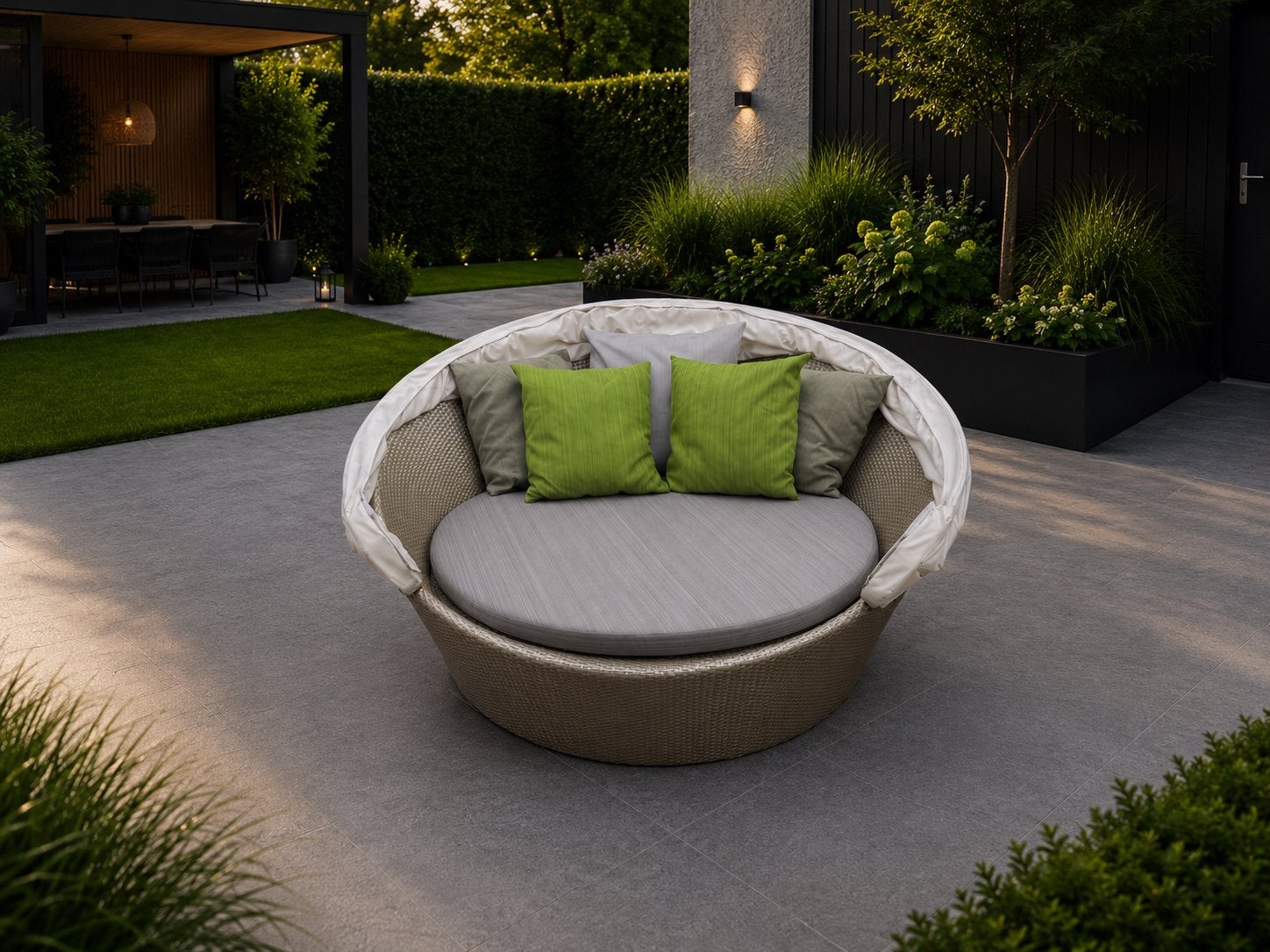 Dedon Orbit Ligbed Loungeset, Tuin en Terras, Ophalen, Zo goed als nieuw, Aluminium, Verrijdbaar