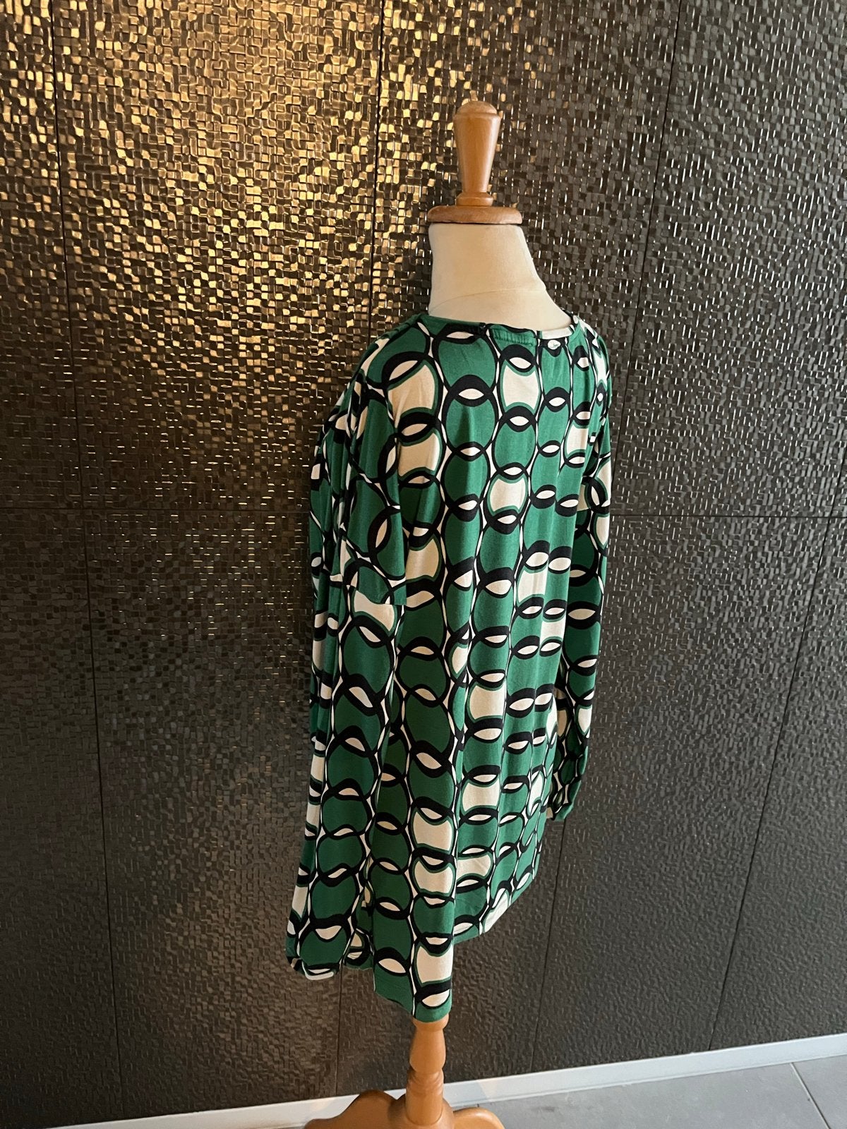 Top Anna groen wit zwart patroon XL, Kleding | Dames, Maat 46/48 (XL) of groter, Ophalen of Verzenden, Zo goed als nieuw, Lange mouw