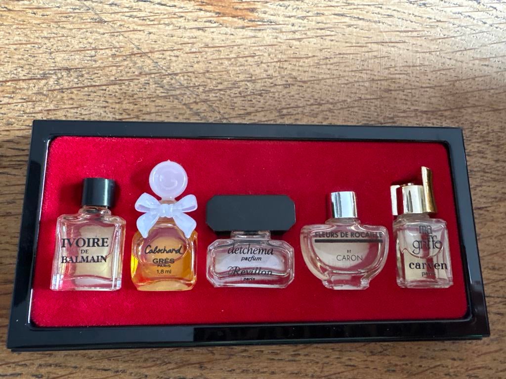 Vintage Miniatuur Parfumflesjes Set - 5 Stuks, Sieraden, Tassen en Uiterlijk, Uiterlijk | Parfum, Gebruikt, Ophalen of Verzenden