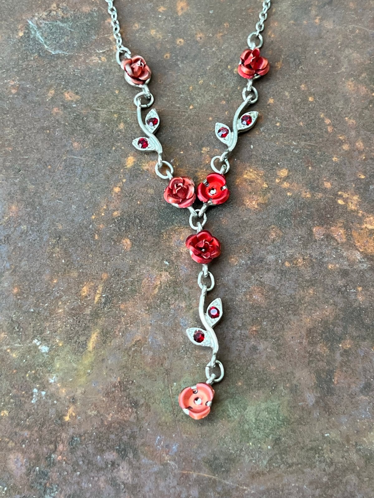 Vintage classy ketting met rozen handgemaakt, Sieraden, Tassen en Uiterlijk, Kettingen, Overige materialen, Gebruikt, Ophalen of Verzenden