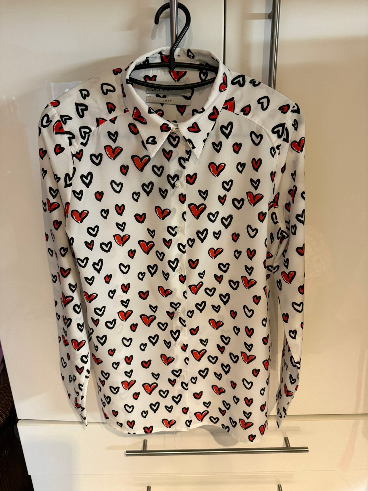 Wanderlust witte bloes met hartjes, maat S, Kleding | Dames, Ophalen of Verzenden, Gedragen, Maat 36 (S), Wit