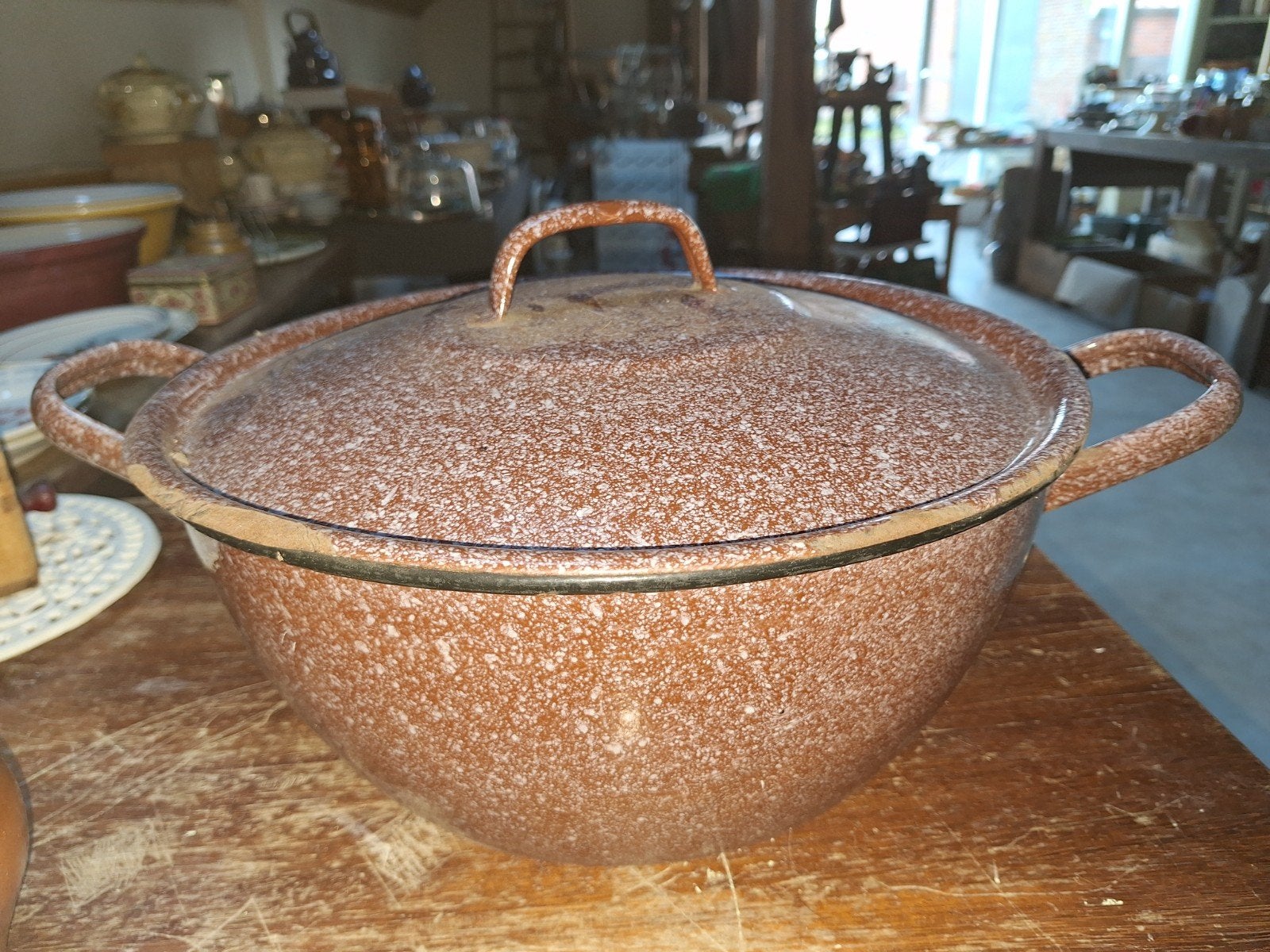 grote emaille pan, Ophalen