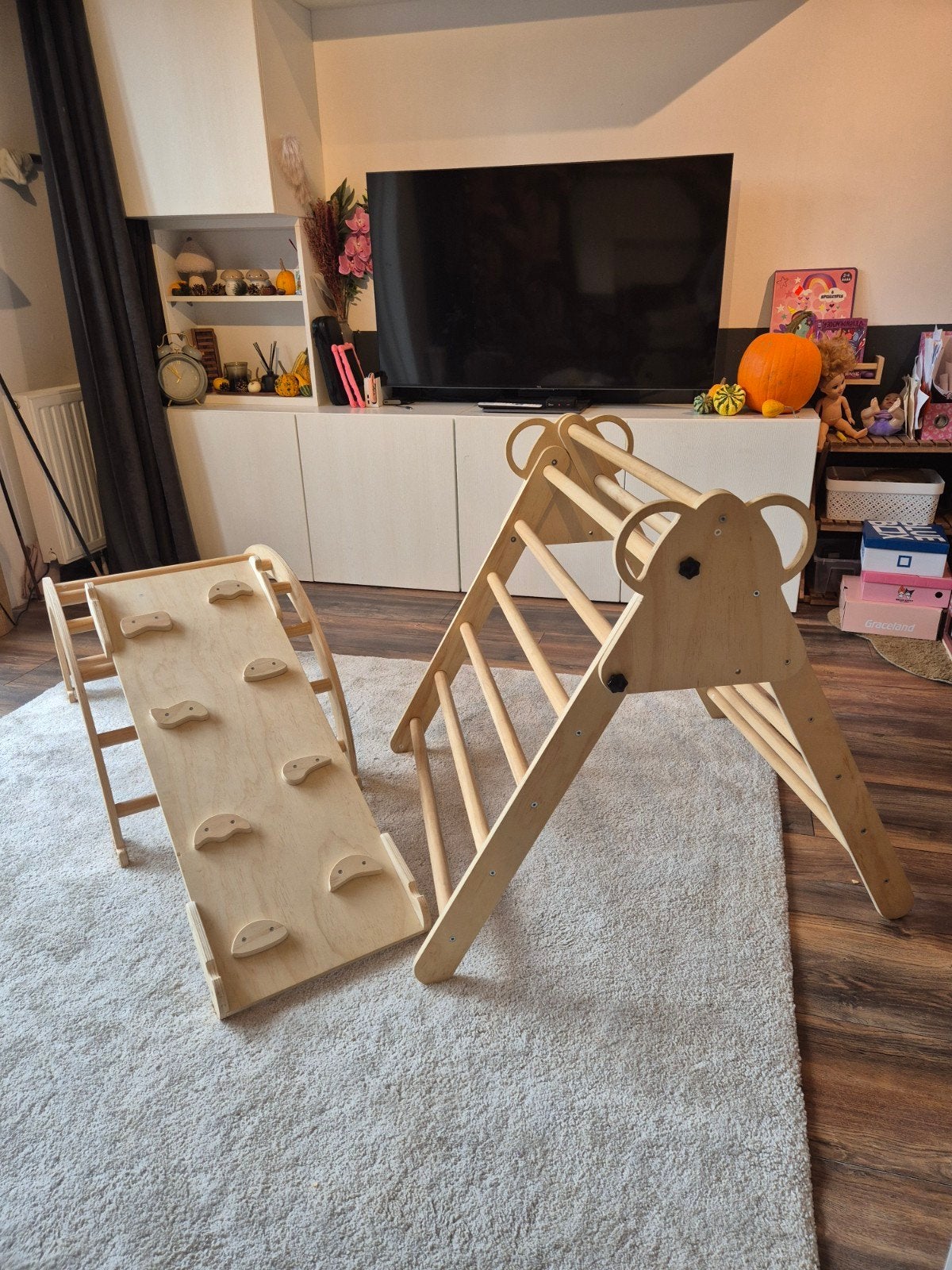 montessori klimset. boog, klimdriehoek, glijbaan, klimplaat, Ophalen, Zo goed als nieuw