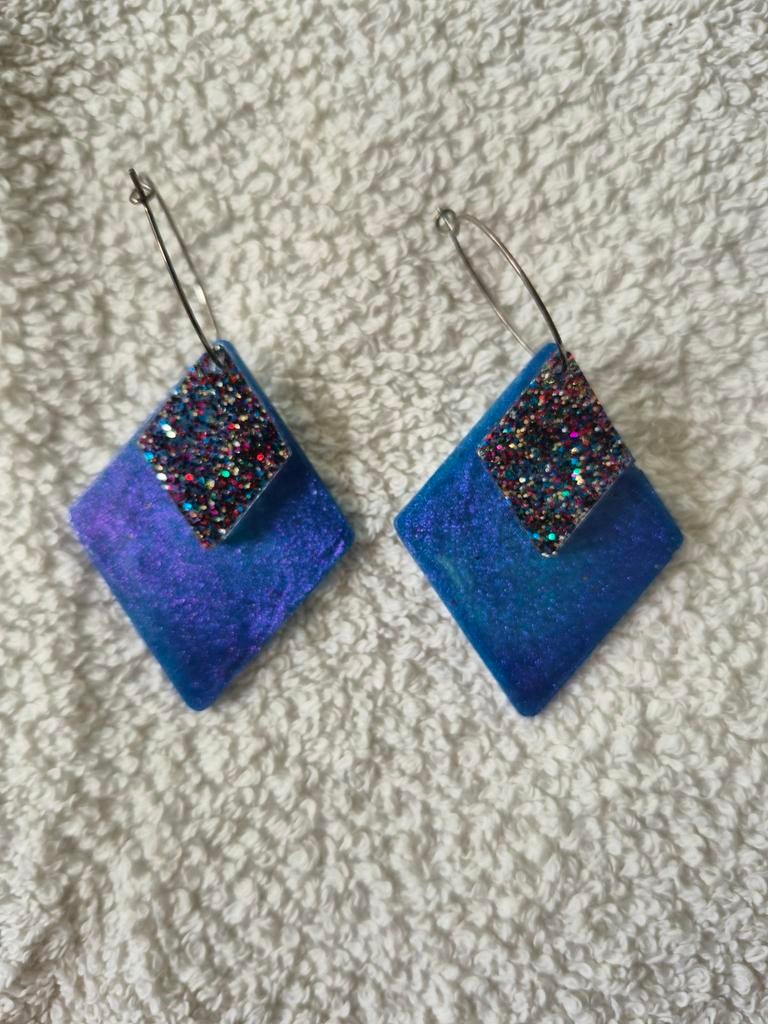 Nieuwe Kinderoorbellen - Blauw met Glitter, Ophalen of Verzenden, Nieuw, Blauw, Oorbellen