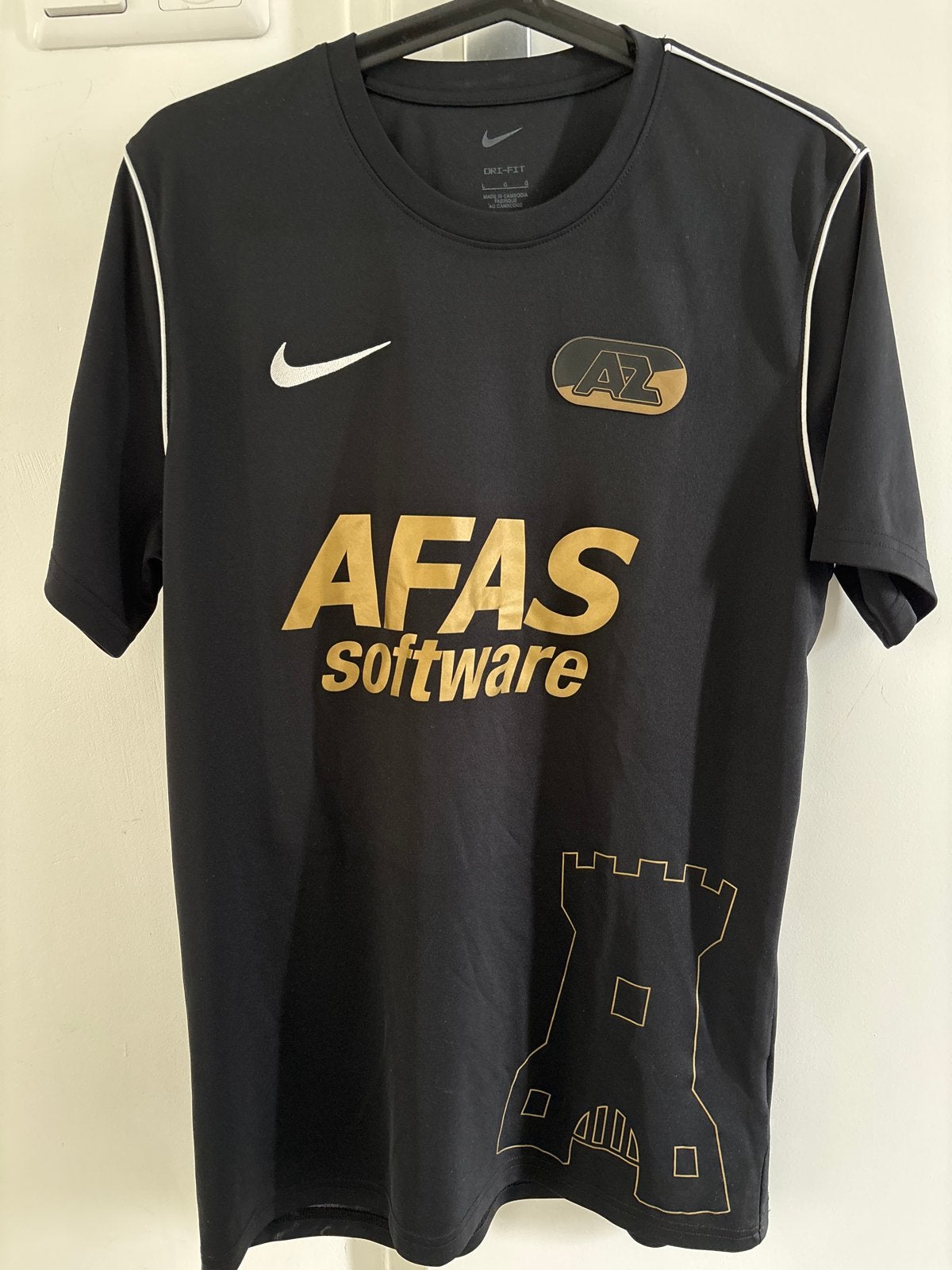 Retro AZ uitshirt zwart - Maat Large nike Reijnders afas, Sport en Fitness, Voetbal, Maat L, Ophalen of Verzenden, Zo goed als nieuw