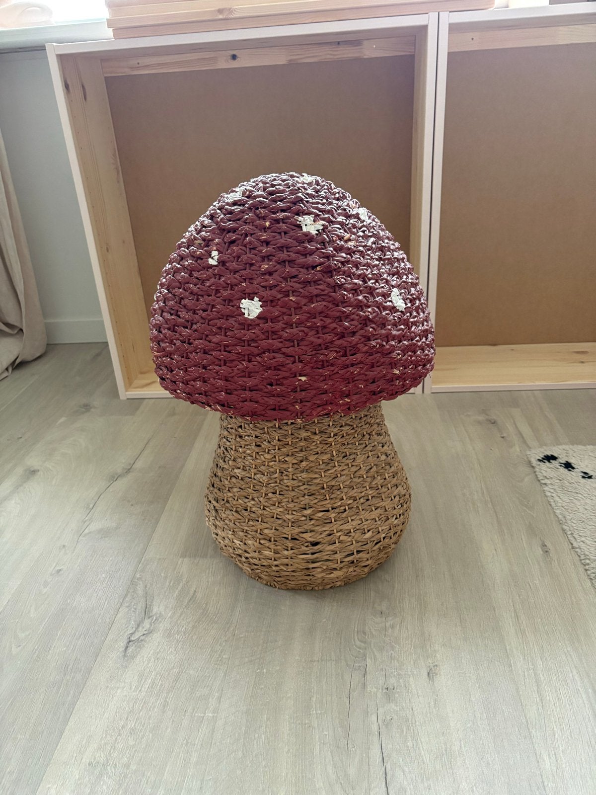 Leuke paddenstoel opbergmand - Handgemaakt riet, Mand, Ophalen of Verzenden, Zo goed als nieuw, Handgemaakt