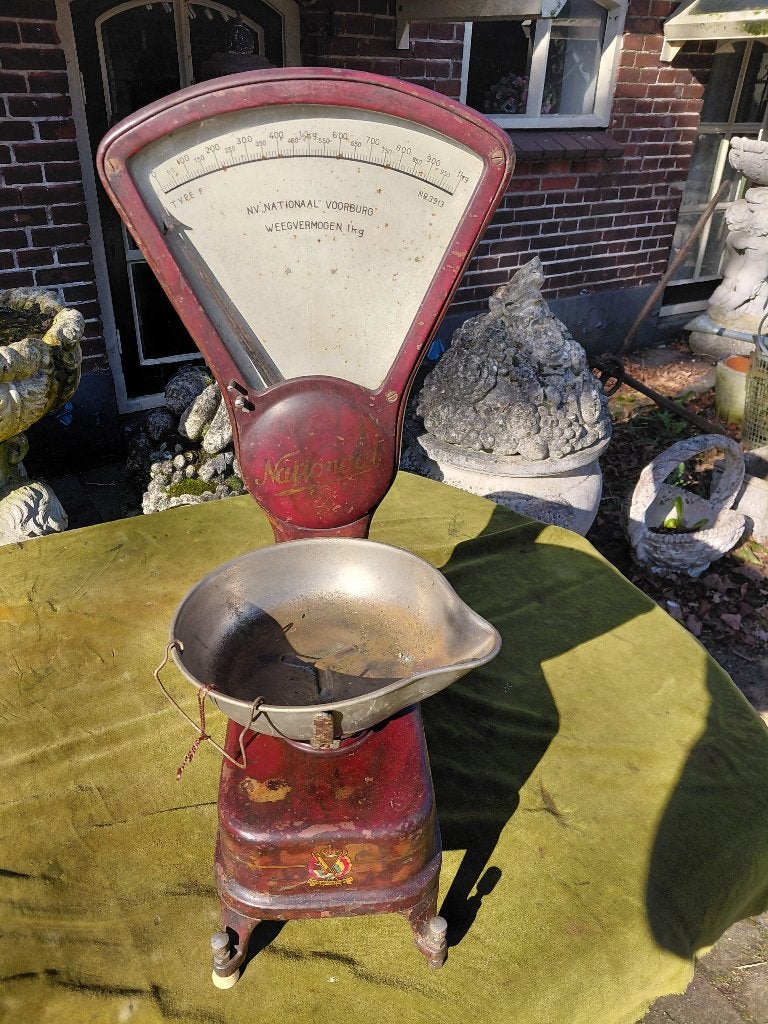 Antieke winkelweegschaal merk N.V. Nationaal Voorburg., Ophalen
