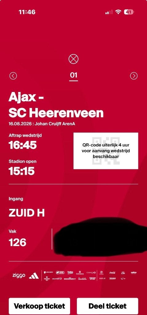 Ajax - Heereveen Fside Zuid H, Tickets en Kaartjes, Seizoenskaart, Eén persoon, Augustus