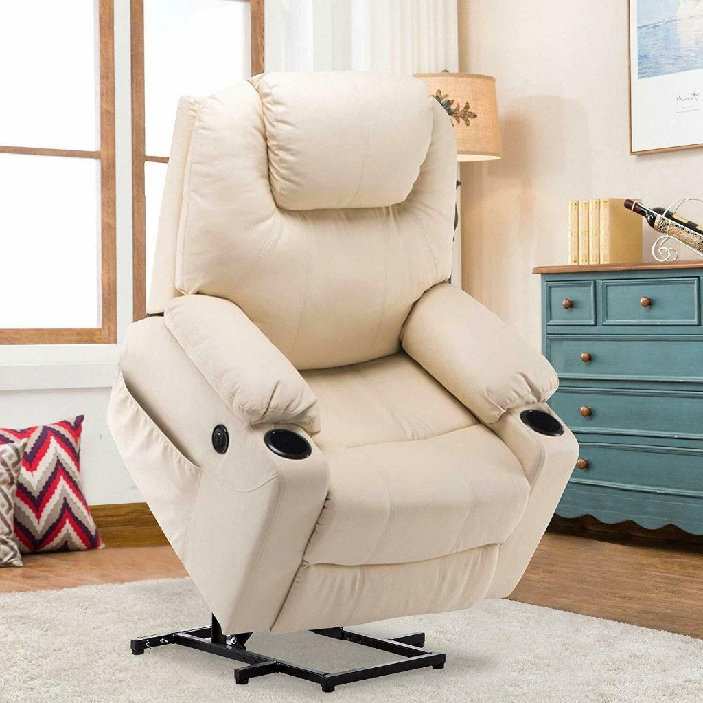 Sta-Op-Stoel Massage Fauteuil Relax Stoel Verwarmd! Creme, Huis en Inrichting, Fauteuils, Ophalen of Verzenden, Nieuw, 75 tot 100 cm