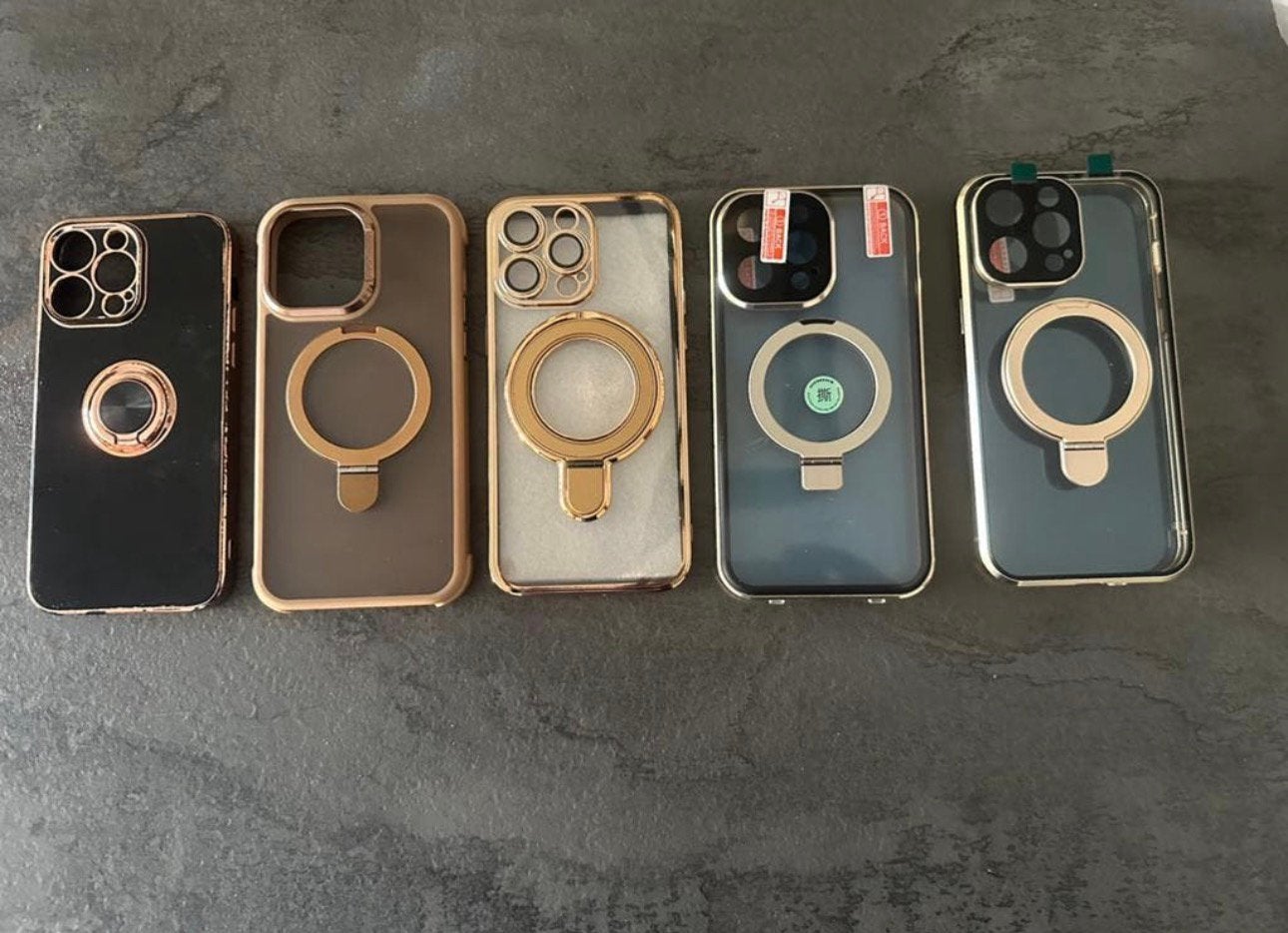 Iphone 14 pro max hoesjes/case. Met inklapbare ring (NIEUW!), IPhone 14 Pro Max, Frontje of Cover, Goud, Nieuw