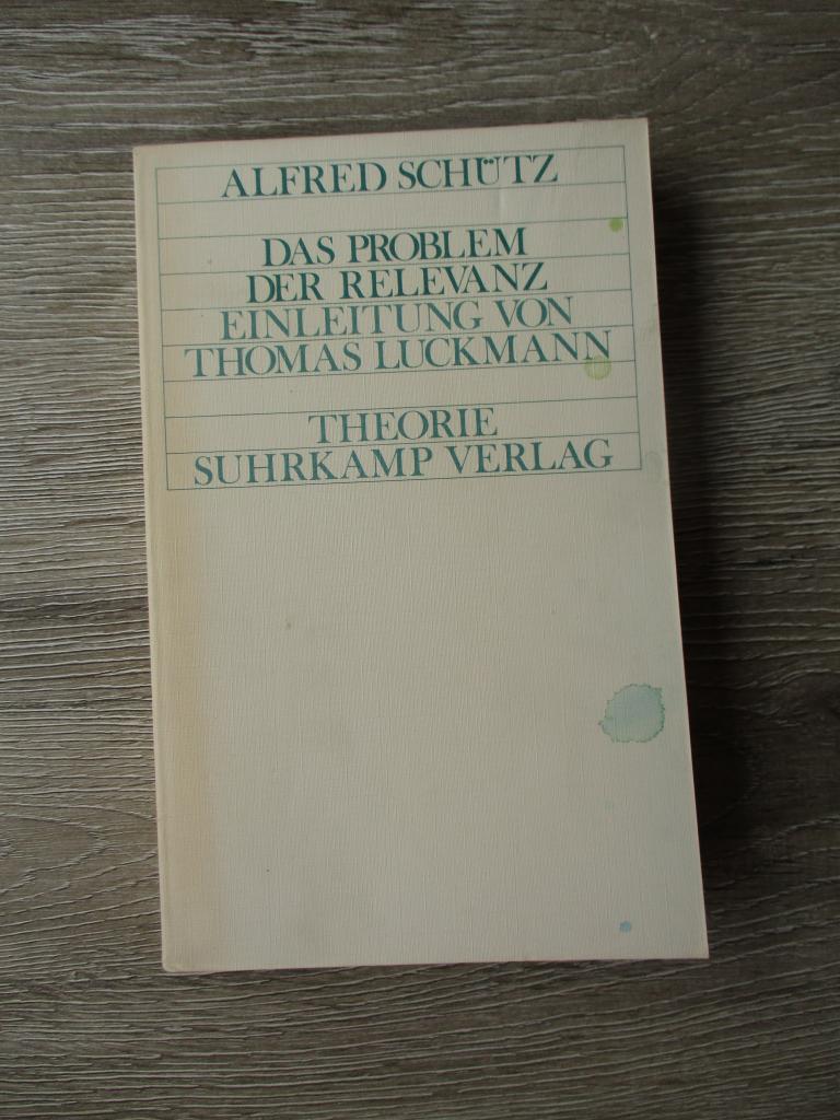 Das problem der relevanz - Alfred Schütz, Ophalen of Verzenden, Gelezen