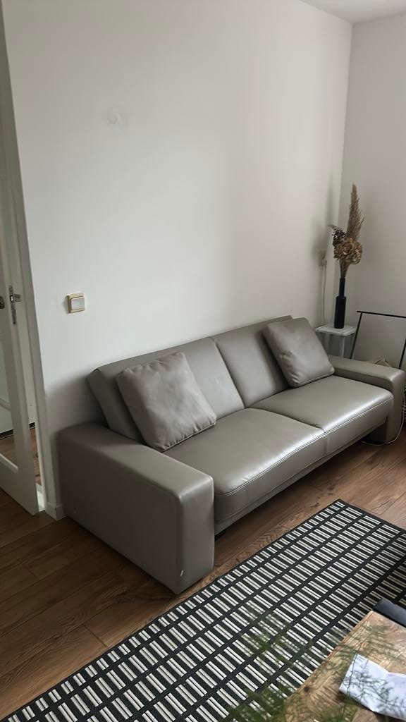 Lichtgrijze bankmet kussens, Huis en Inrichting, Ophalen, Zo goed als nieuw