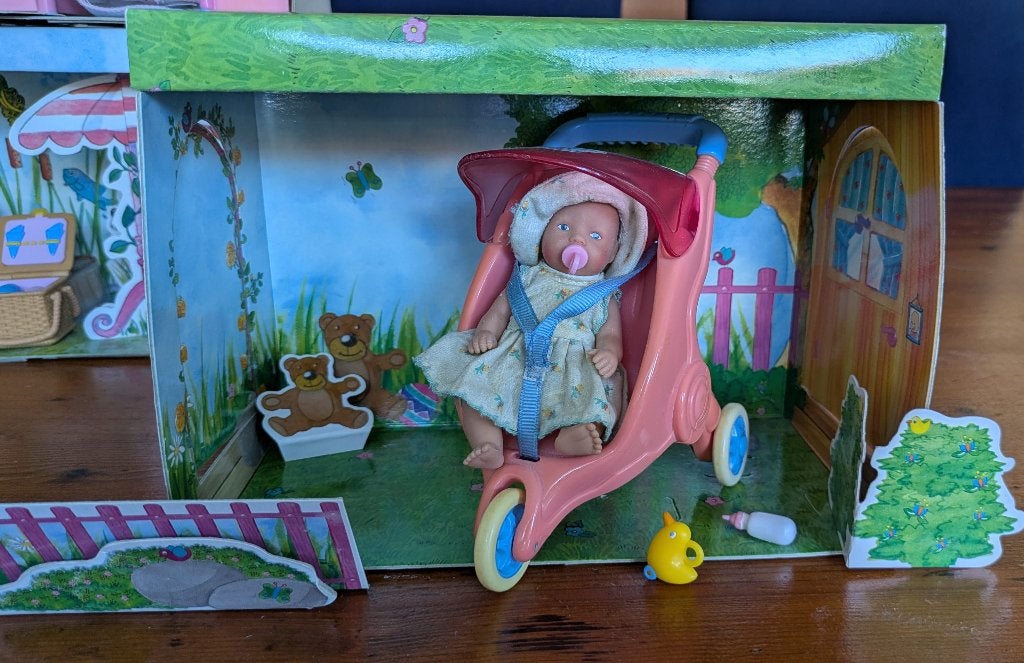 Mini Baby Born buggy, Ophalen of Verzenden, Zo goed als nieuw, Babypop